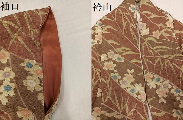 平和屋着物●上質な小紋 草花文 鬼しぼ縮緬 正絹 逸品 AABH0456ph