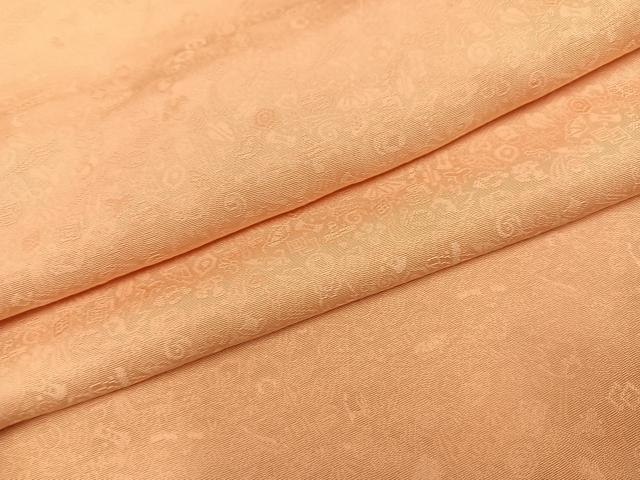 平和屋着物●上質な色無地 宝尽くし地紋 洒落柿色 正絹 逸品 AABH0460ph