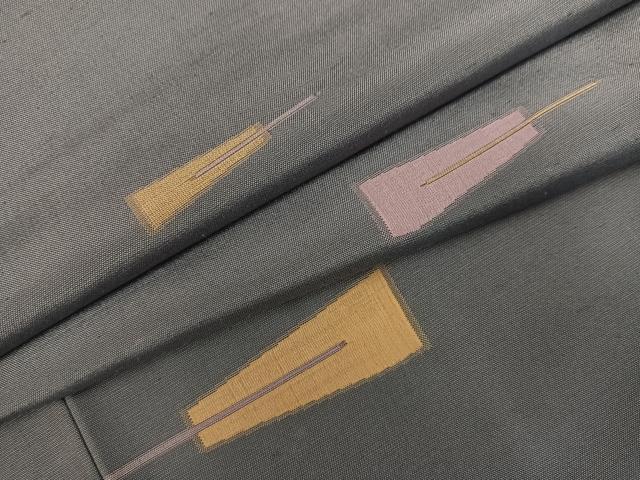 平和屋着物●上質な紬 扇文 正絹 逸品 AABH0464ph