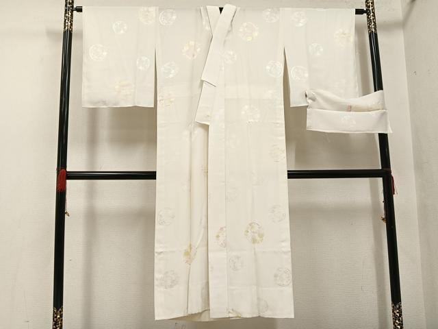 平和屋着物●長襦袢 無双仕立て 地紋起こし 草花文 丹後ちりめん 三越扱い 反端付き 正絹 逸品 AABH0471ph