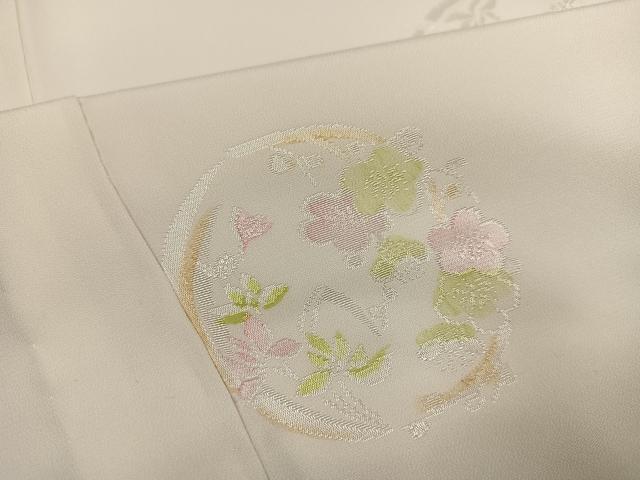 平和屋着物●長襦袢 無双仕立て 地紋起こし 草花文 丹後ちりめん 三越扱い 反端付き 正絹 逸品 AABH0471ph