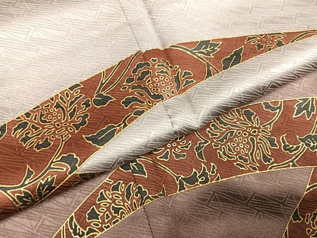 平和屋着物●染色作家 斉藤三才 訪問着 草花文 金彩 反端付き 正絹 逸品 未使用 AABH0480ph