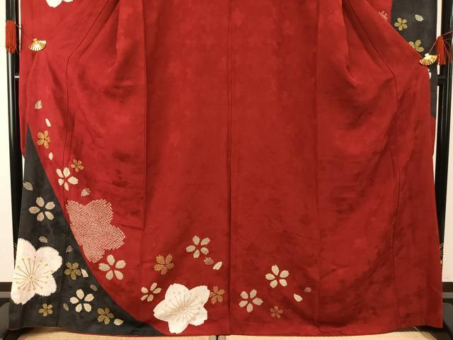 平和屋着物●豪華振袖 駒刺繍 絞り 舞花文 金彩 鈴乃屋扱い 正絹 逸品 AABH0490fy
