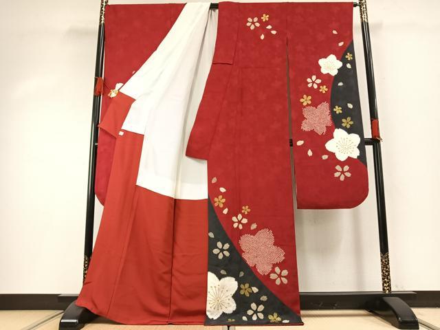 平和屋着物●豪華振袖 駒刺繍 絞り 舞花文 金彩 鈴乃屋扱い 正絹 逸品 AABH0490fy
