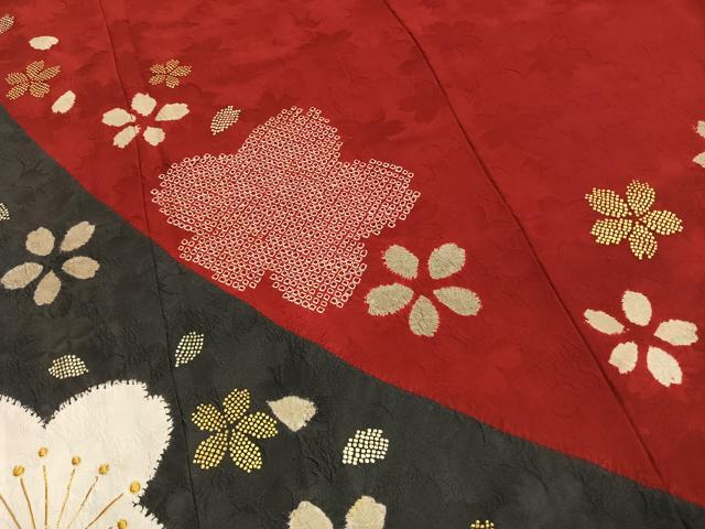 平和屋着物●豪華振袖 駒刺繍 絞り 舞花文 金彩 鈴乃屋扱い 正絹 逸品 AABH0490fy