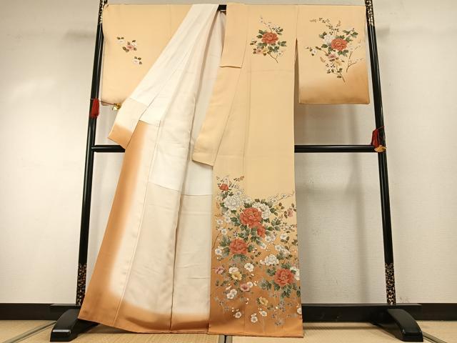 平和屋着物●訪問着 枝花文 暈し染め 正絹 逸品 AABH0491fy