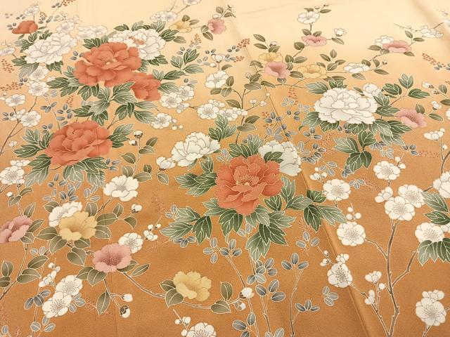 平和屋着物●訪問着 枝花文 暈し染め 正絹 逸品 AABH0491fy