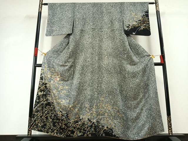 平和屋着物●訪問着 刺繍 草花文 金銀糸 金銀彩 正絹 逸品 AABH0492fy