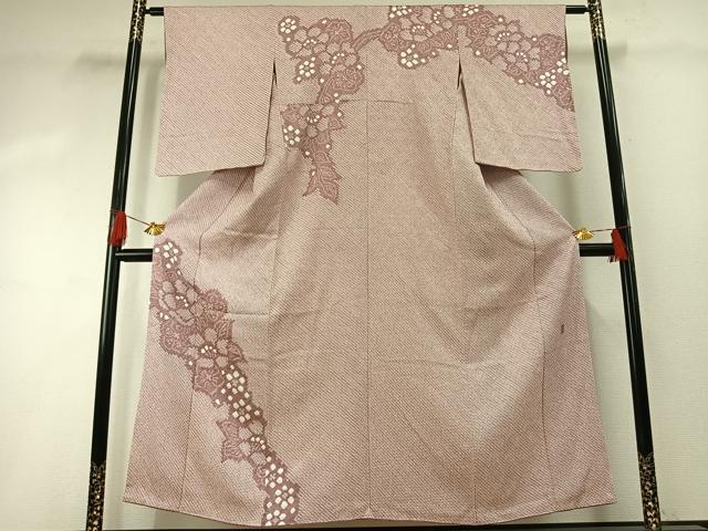 平和屋着物●名門 藤娘きぬたや・総絞り 訪問着 草花文 三越扱い 正絹 逸品 未使用 AABH0493fy