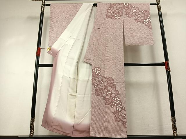 平和屋着物●名門 藤娘きぬたや・総絞り 訪問着 草花文 三越扱い 正絹 逸品 未使用 AABH0493fy