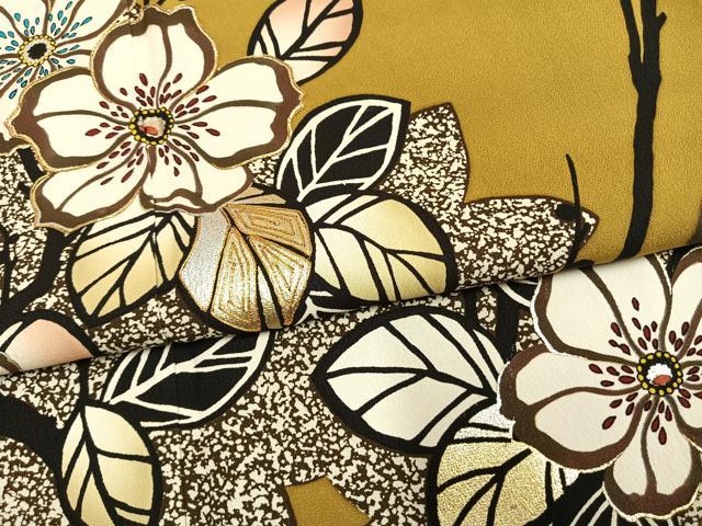 平和屋着物●豪華振袖 枝花文 金銀彩 正絹 逸品 AABH0497fy