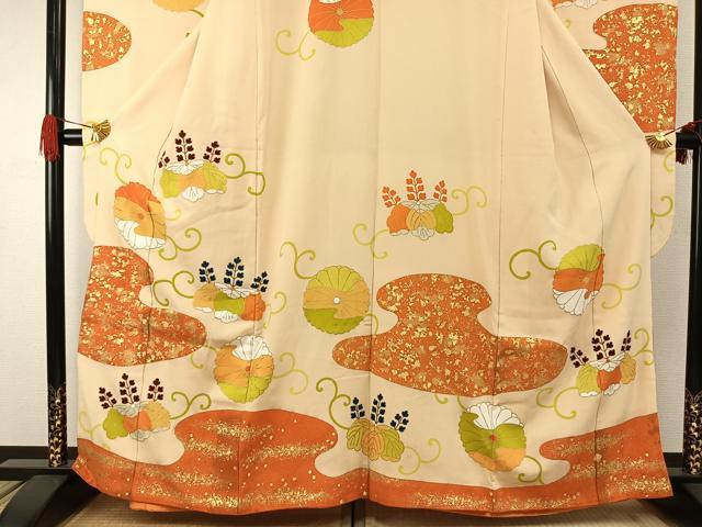 平和屋着物●銀座 志ま亀 振袖 花唐草文 金彩 たとう紙付き 正絹 逸品 AABH0498fy