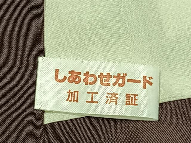 平和屋着物●上質な紬 色無地 煤色 正絹 逸品 AABH0500fy