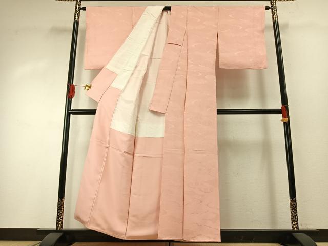 平和屋着物●上質な色無地 雲取り花地紋 虹色 正絹 逸品 AABH0502fy
