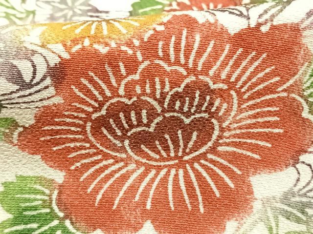 平和屋着物●上質な小紋 型染め 草花文 正絹 逸品 AABH0503fy