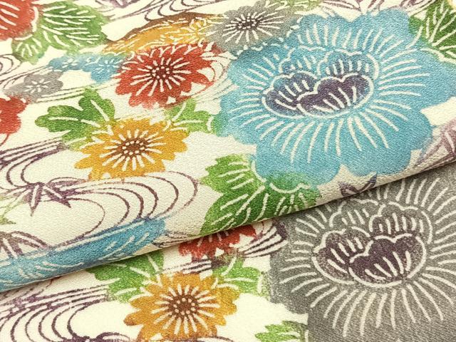 平和屋着物●上質な小紋 型染め 草花文 正絹 逸品 AABH0503fy
