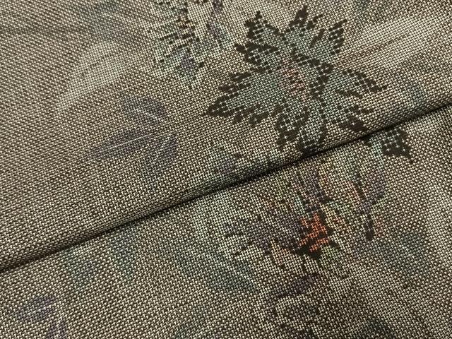 平和屋着物●本場大島紬 カタス9マルキ 枝花文 正絹 逸品 AABH0508fy
