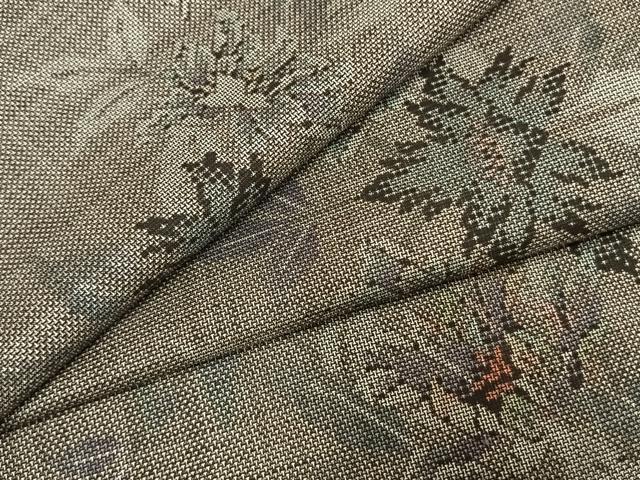 平和屋着物●本場大島紬 カタス9マルキ 枝花文 正絹 逸品 AABH0508fy