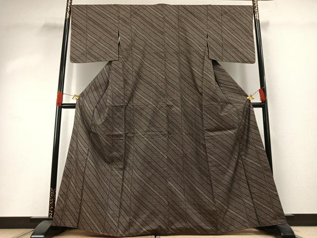 平和屋着物●本場大島紬 一元絣 斜縞 正絹 逸品 AABH0509fy