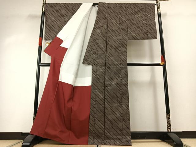 平和屋着物●本場大島紬 一元絣 斜縞 正絹 逸品 AABH0509fy