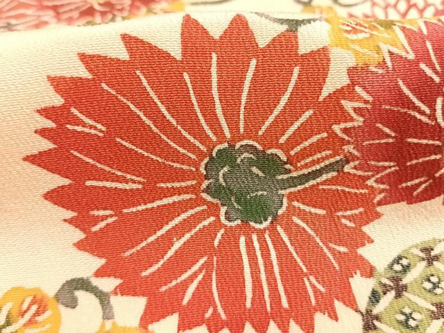 平和屋着物●上質な小紋 紅型 花唐草文 正絹 逸品 AABH0510fy
