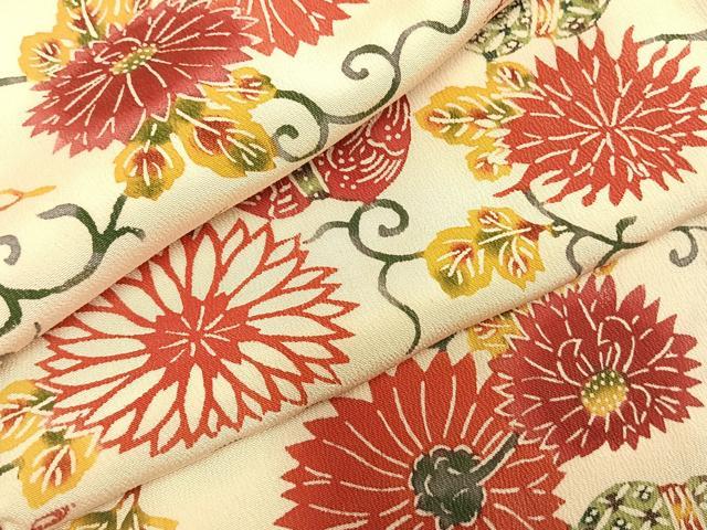 平和屋着物●上質な小紋 紅型 花唐草文 正絹 逸品 AABH0510fy