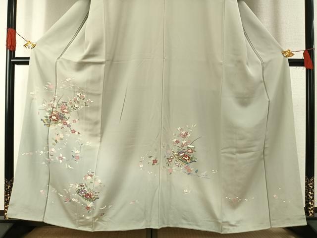 平和屋着物●訪問着 友禅 草花文 暈し染め 金彩 正絹 逸品 AABH0519fy
