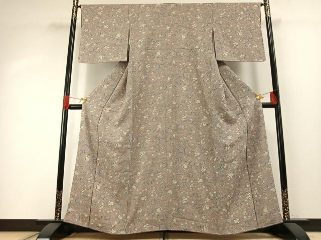 平和屋着物●上質な小紋 更紗花文 正絹 逸品 未使用 AABH0525fy