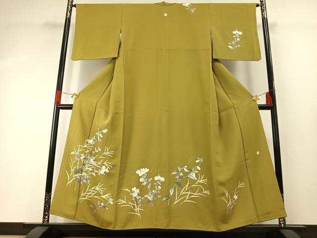 平和屋着物●京友禅 飯田信幸 訪問着 草花文 正絹 逸品 AABH0540fy