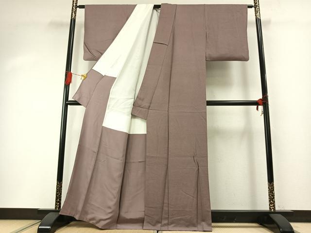 平和屋着物●上質な色無地 紋意匠 鳩羽鼠色 正絹 逸品 AABH0541fy