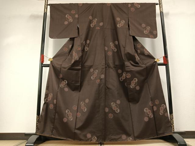 平和屋着物●本場大島紬 地空 雪輪花文 正絹 逸品 未使用 AABH0543fy