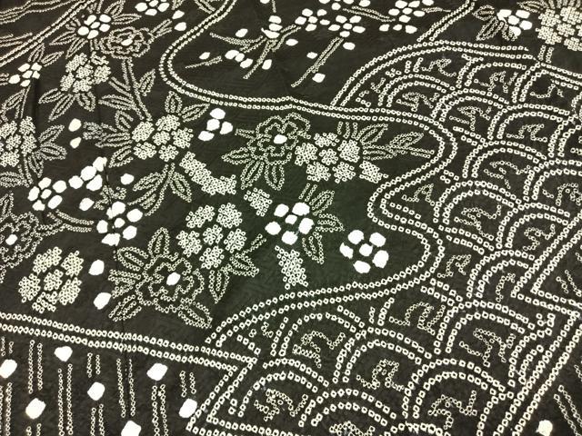 平和屋着物●訪問着 総絞り 草花文 黒地 正絹 逸品 AABH0548fy