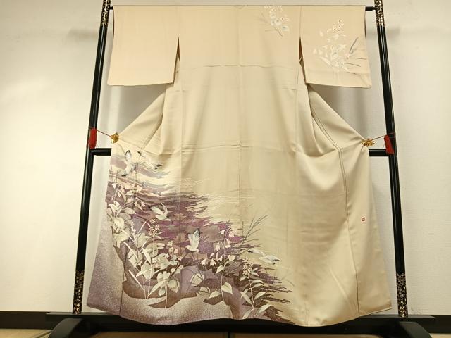 平和屋着物●中島博司 訪問着 花鳥文 正絹 逸品 AABH0549fy
