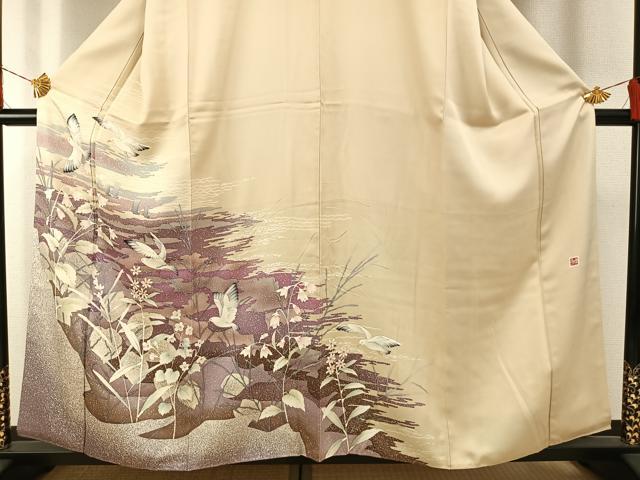 平和屋着物●中島博司 訪問着 花鳥文 正絹 逸品 AABH0549fy