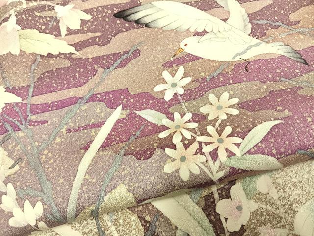平和屋着物●中島博司 訪問着 花鳥文 正絹 逸品 AABH0549fy
