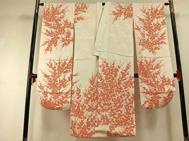 平和屋着物●振袖用長襦袢 無双仕立て 枝花文 正絹 逸品 AABH0562fy