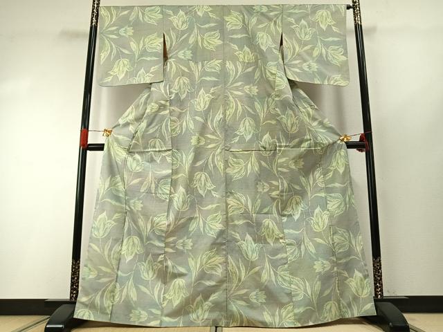 平和屋着物●本場大島紬 一元絣 草花文 正絹 逸品 AABH0564fy