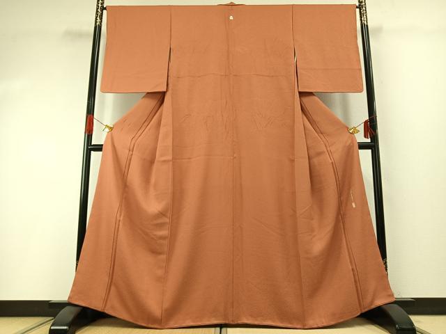 平和屋着物●本草木染作家 瑞寶 色無地 纁色 正絹 逸品 AABH0573fy