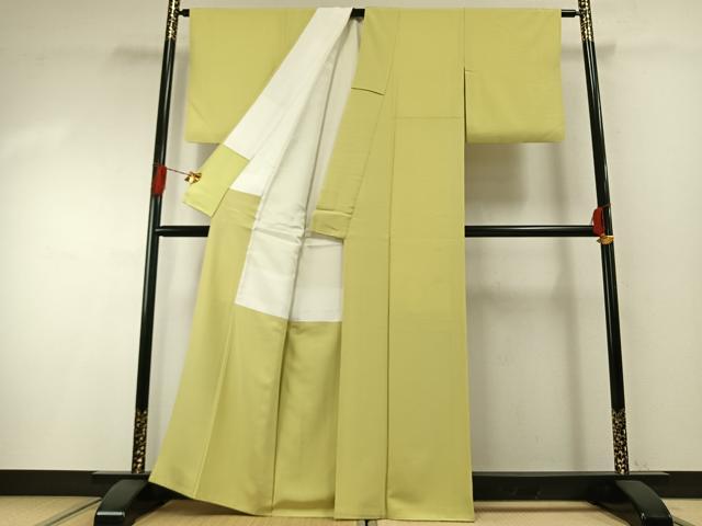 平和屋着物●上質な色無地 刈安色 正絹 逸品 AABH0583fy