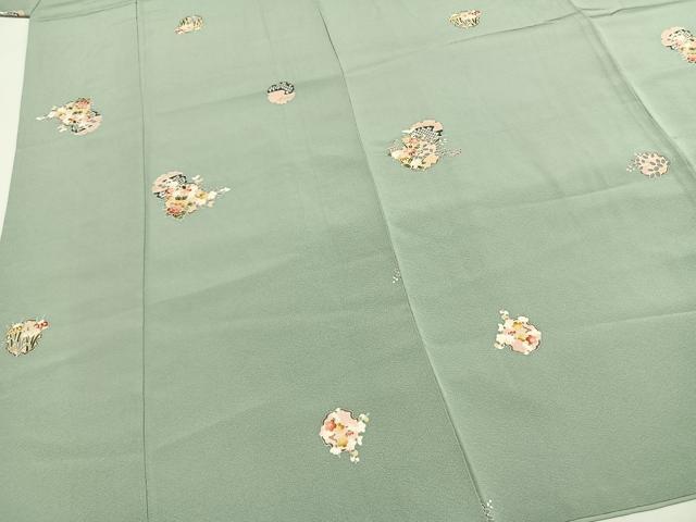平和屋着物●上質な小紋 友禅 雪輪花文 金彩 正絹 逸品 AABH0591fy