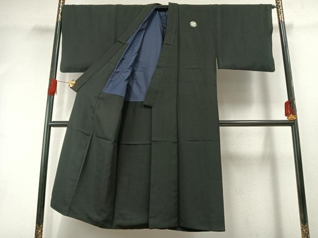 平和屋着物●男性 黒紋付 羽織セット 正絹 逸品 AABH0592fy