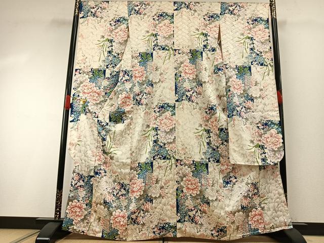 平和屋着物●豪華振袖 手描き 草花文 金彩 正絹 逸品 AABH0597fy
