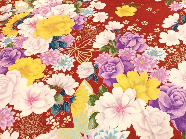 平和屋着物●豪華振袖 花蝶文 金彩 正絹 逸品 AABH0598fy