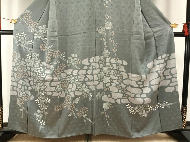 平和屋着物●訪問着 絞り 舞花文 正絹 逸品 AABH0603fy