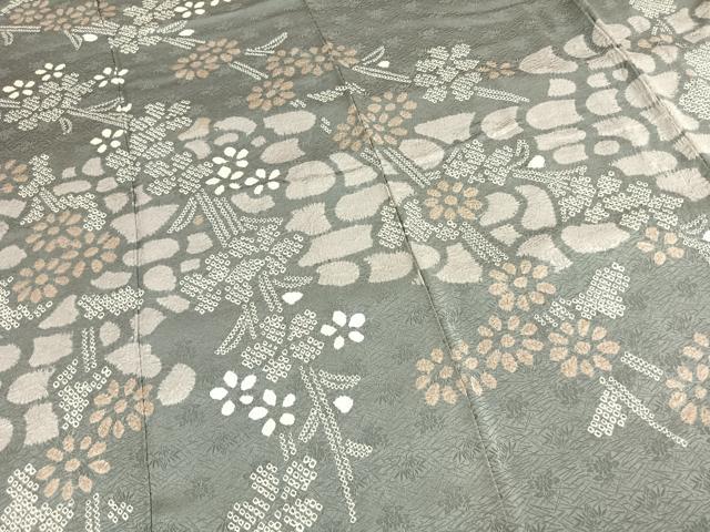 平和屋着物●訪問着 絞り 舞花文 正絹 逸品 AABH0603fy