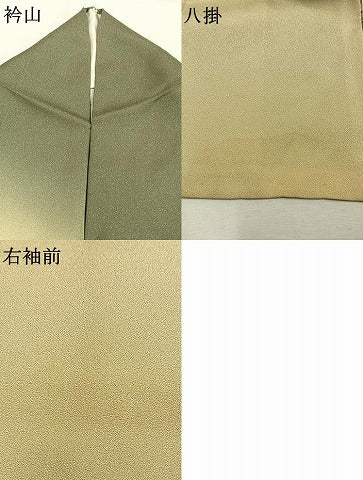 平和屋着物●螺鈿作家 甲斐泰造 訪問着 花蝶文 暈し染め 金彩 銀通し地 正絹 逸品 AABH0634fy
