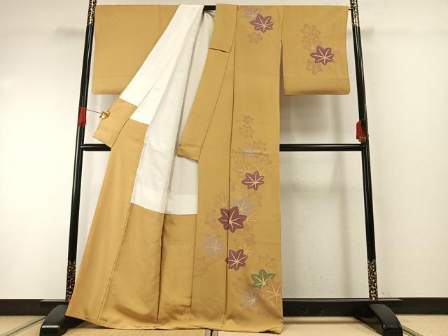平和屋着物●訪問着 駒刺繍 舞葉文 暈し染め 金彩 正絹 逸品 AABH0639fy