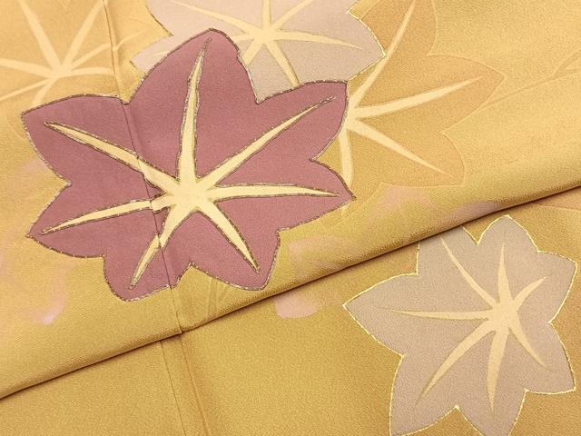 平和屋着物●訪問着 駒刺繍 舞葉文 暈し染め 金彩 正絹 逸品 AABH0639fy