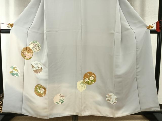 平和屋着物●訪問着 雪輪花鳥文 暈し染め 金彩 正絹 逸品 AABH0645fy