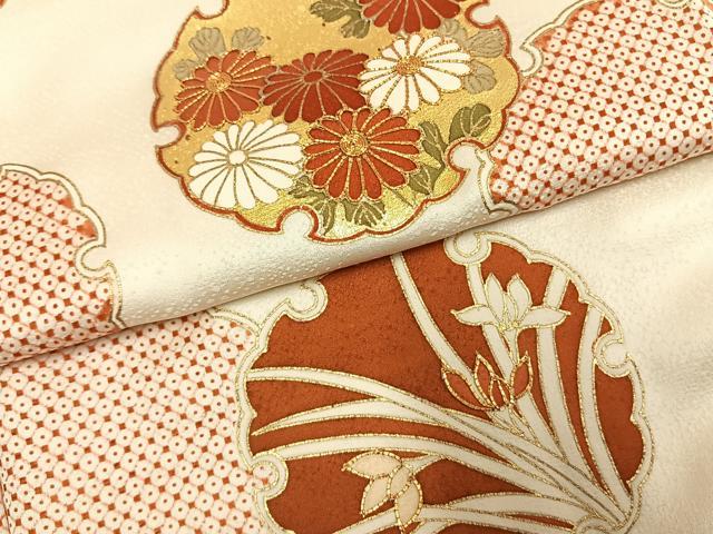 平和屋着物●訪問着 友禅 駒刺繍 雪輪花文 金彩 正絹 逸品 AABH0646fy